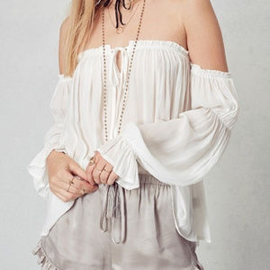 PROMESA Chiffon Ruffled Off The Shoulder Top*Large